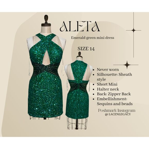 Aleta Emerald green dress - Picture 1 of 7